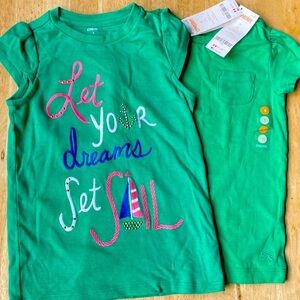 Gymboree Girl Green Lot Of 2 Shirts.‎ Size 5 NEW With Tag Sailing Boat Spring